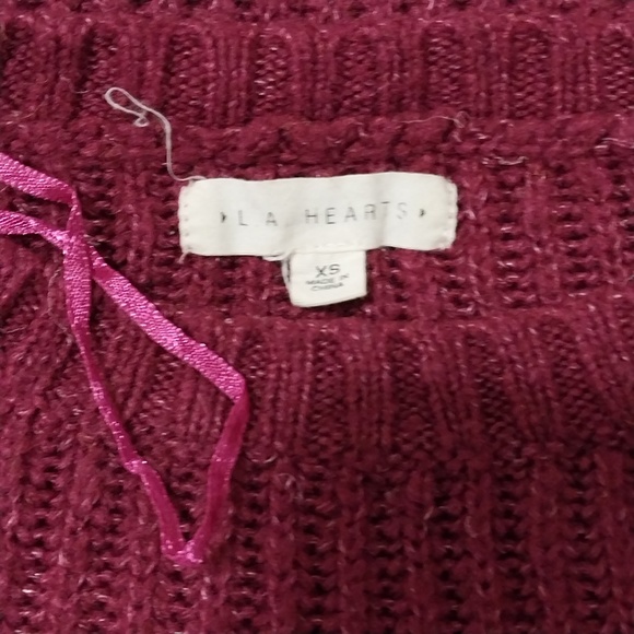 L.A Hearts Burgundy Crewneck Ribbed Knit Long Sleeve Pullover Sweater XS - Picture 10 of 10